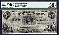 Gosport, IN, The Citizens Bank, 1857 $2